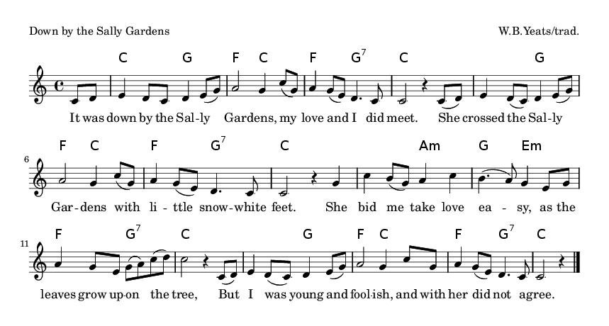 Sheet nhạc Down By The Salley Gardens